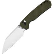 CJRB 1945LGN Large Pyrite Light Stonewash Wharncliffe Button Lock Knife OD Green G10 Handles