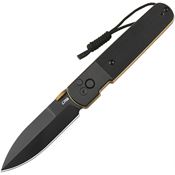 CJRB 1951BG Locust Black Spear Point Button Lock Knife Black G10 Handles