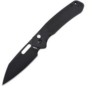 CJRB 1925ALBBK Large Pyrite Black Button Lock Knife Black Handles