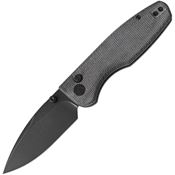 CMB 19B Predator Black Stonewash Drop Point Button Lock Knife Black Micarta Handles