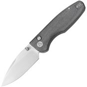 CMB 19C Predator Stonewash Drop Point Button Lock Knife Black Micarta Handles