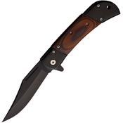 ElitEdge 10009BW Assist Open Linerlock Knife Black/Wood Handles