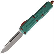 Microtech 23110BH Auto UTX-85 Apocalyptic Single Edge OTF Knife Teal Battleworn Handles