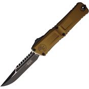 Microtech 12171TAS Auto Combat Troodon Intercepto Two-Tone Sawback Knife Tan Handles