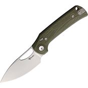 Reate 169 PL-XE Stonewash Nitro V Pivot Lock Knife Green Micarta Handles