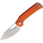 Reate 173 PL-XE Stonewash Nitro V Pivot Lock Knife Orange G10 Handles