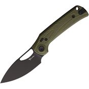 Reate 170 PL-XE Black Nitro V Pivot Lock Knife Green Micarta Handles