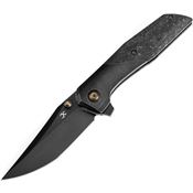 Kansept 1081A5 Deadite Black Stonewash Clip Point Framelock Knife Shred Carbon Fiber Handles