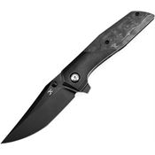 Kansept 1081A6 Deadite Black Stonewash Clip Point Framelock Knife Rose Carbon Fiber Handles