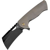 Kansept 1083A2 Superhawk Black Stonewash Cleaver Framelock Knife Bronze Titanium Handles