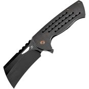 Kansept 1083A3 Superhawk Black Stonewash Cleaver Framelock Knife Black Stonewash Titanium Handles