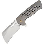 Kansept 1083A4 Superhawk Stonewash Cleaver Framelock Knife Bronze Titanium Handles