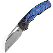 Kansept 1094V5 Vivid Damascus Wharncliffe Crossbar Lock Knife Timascus Handles