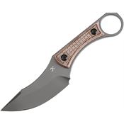 Kansept G004A8 Niko Gray D2 Carbon Steel Clip Point Fixed Blade Knife Brown Micarta Handles