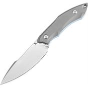 Tenable 007A4 Luccio Stonewash Clip Point Fixed Blade Knife Gray G10 Handles