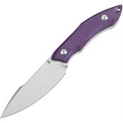 Tenable 007A5 Luccio Stonewash Clip Point Fixed Blade Knife Purple G10 Handles