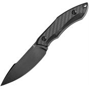 Tenable 007A6 Luccio Stonewash Clip Point Fixed Blade Knife Black G10/Carbon Fiber Handles