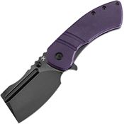 Kansept 2030B5U M+ Korvid Black Stonewash Cleaver Linerlock Knife Purple G10 Handles