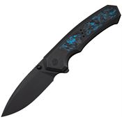 WE 240881 Corwyn Black Stonewash Drop Point Framelock Knife Black/Blue Carbon Fiber Handles WE 240881 Corwyn Black Stonewash Drop Point Framelock Knife Black/Blue Carbon Fiber Handles